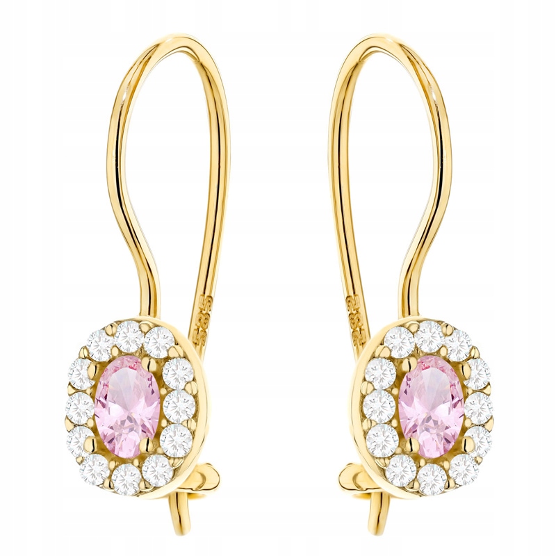 Zlaté Náušnice pr. 585 14k Oválné růžové markýzy s zirkony na Biglu