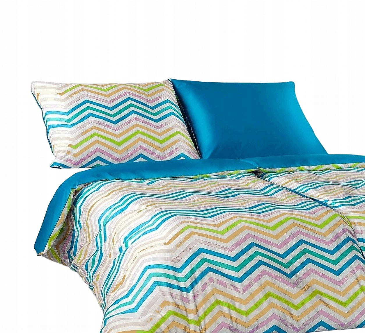 Veba Obliečky satén Kľukaté pruhy multicolor I. modrá 140x200, 70x90 cm