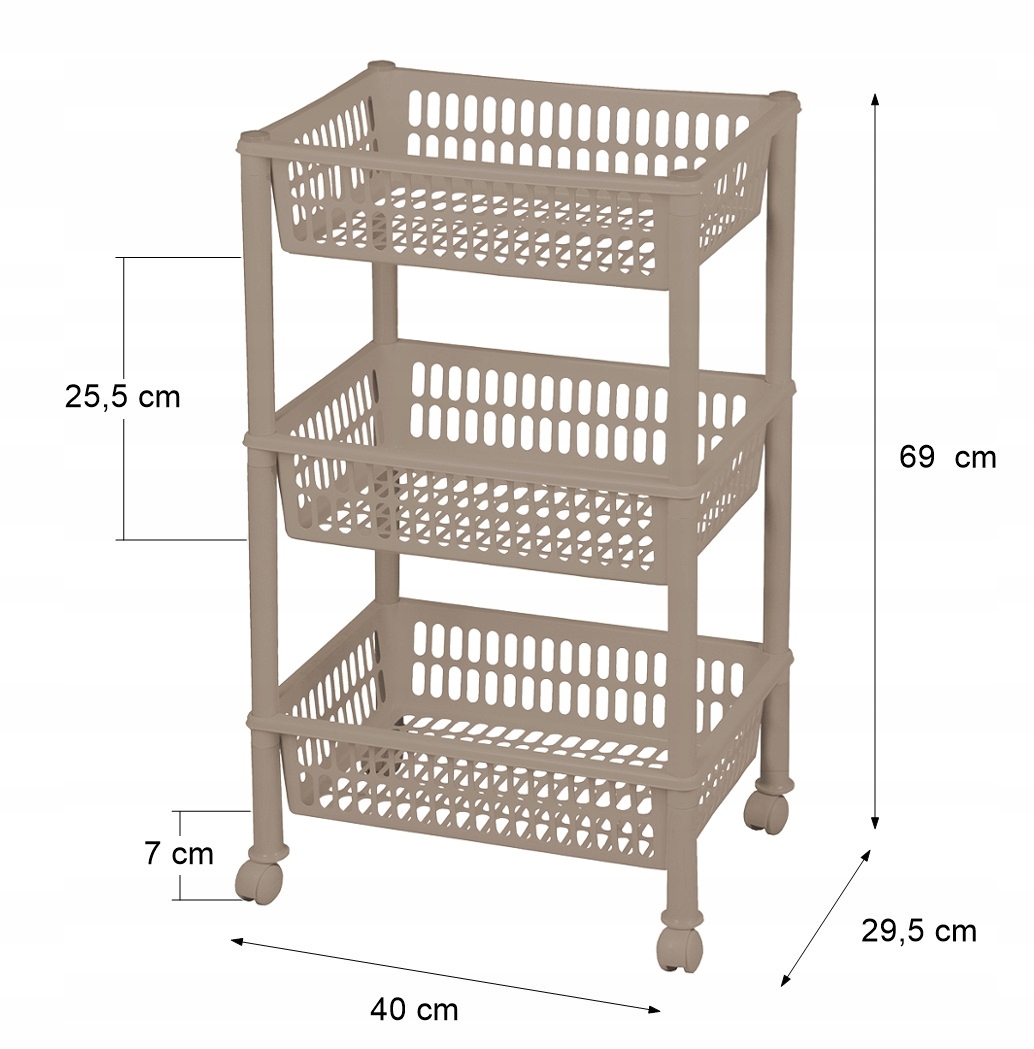 STOJAK PÓŁKA REGAŁ KOSZ ŁAZIENKOWY NA KÓŁKACH BEŻ Marka Plast Team