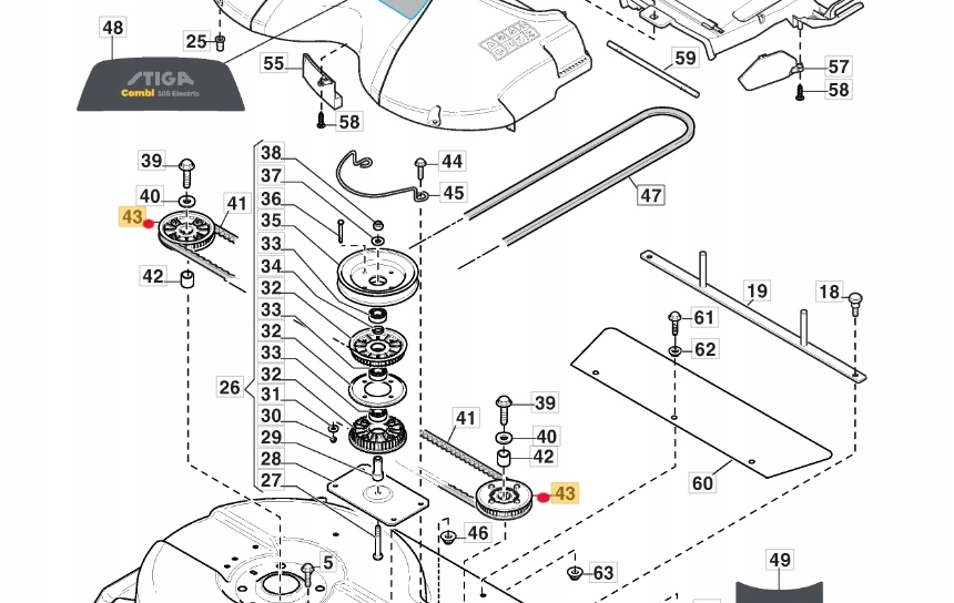 Zestaw kół zębatych boczne agregatu Stiga Park / Villa (1134-9127-01) Rodzaj inny