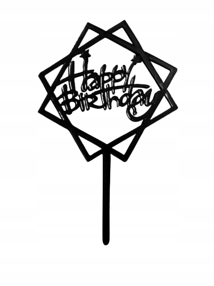

Topper Czarny Happy Birthday Dekoracja tort Jix