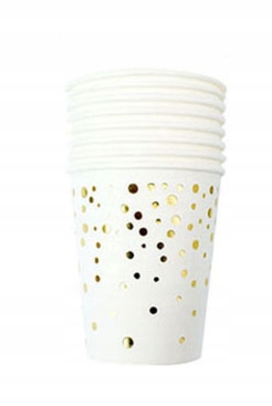 

Kubeczki białe zdobienie urodziny 220 ml party