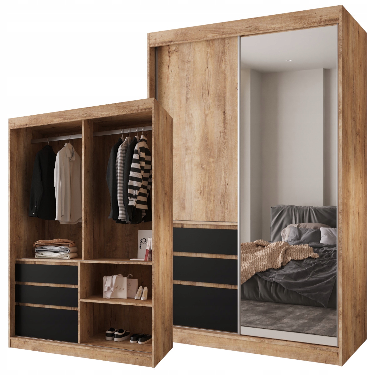 Skříň 2-DVEŘOVÁ Se Zrcadlem 140 3 Zásuvky Lefkas Ihned Parma O-sofa