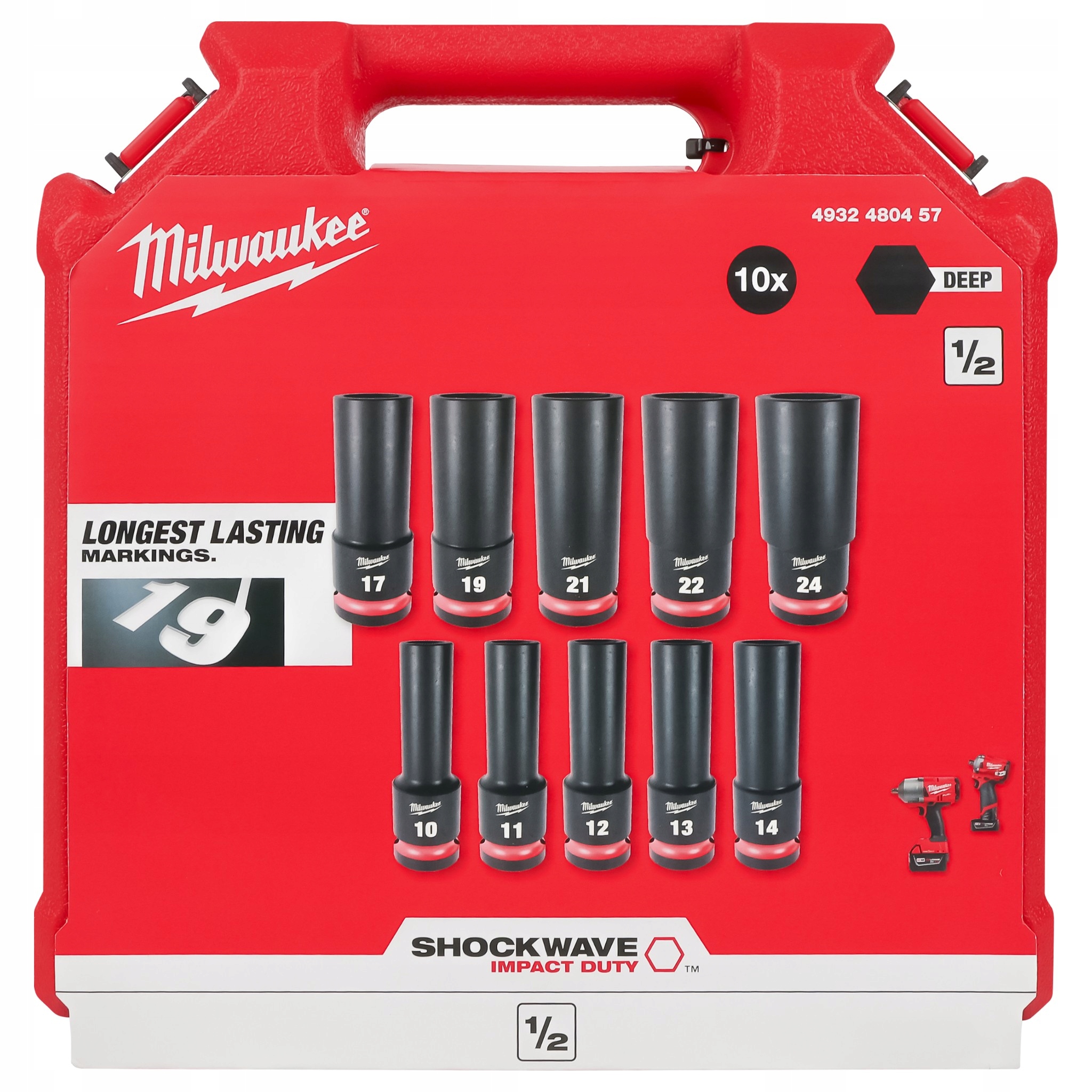 Sada úderových nástavcov 10-24 mm Milwaukee, dlhé, 6-hranné