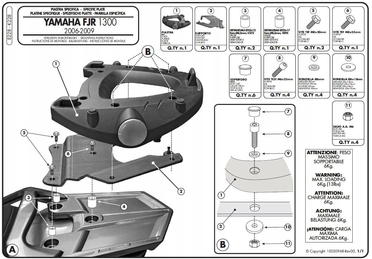 Kappa Stojan Centrálneho Kufra Yamaha Fjr 1300 (06-15) (s Monokey Doskou)