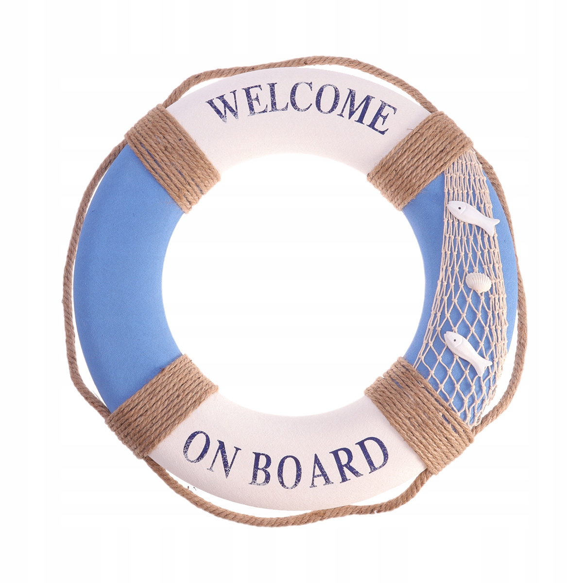 DEKORACJA DRZWIOWA ŚRÓDZIEMNOMORSKA Z NIEBIESKĄ RYBKĄ - 50CM