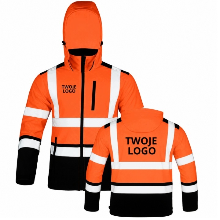 Softshell reflexní pracovní bunda S Potiskem Vaše Logo Bozp Oranžová 3XL