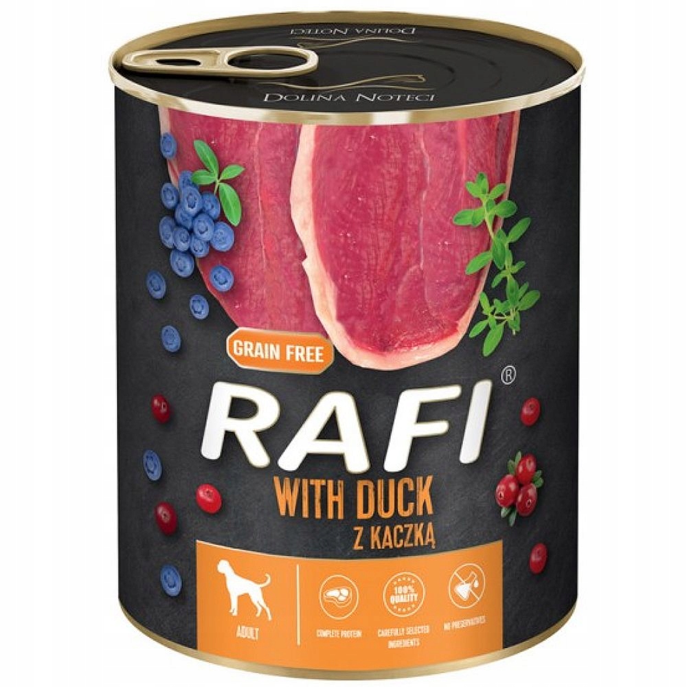 Mokra karma dla psa Rafi z kaczką zestaw 12 x 800 g