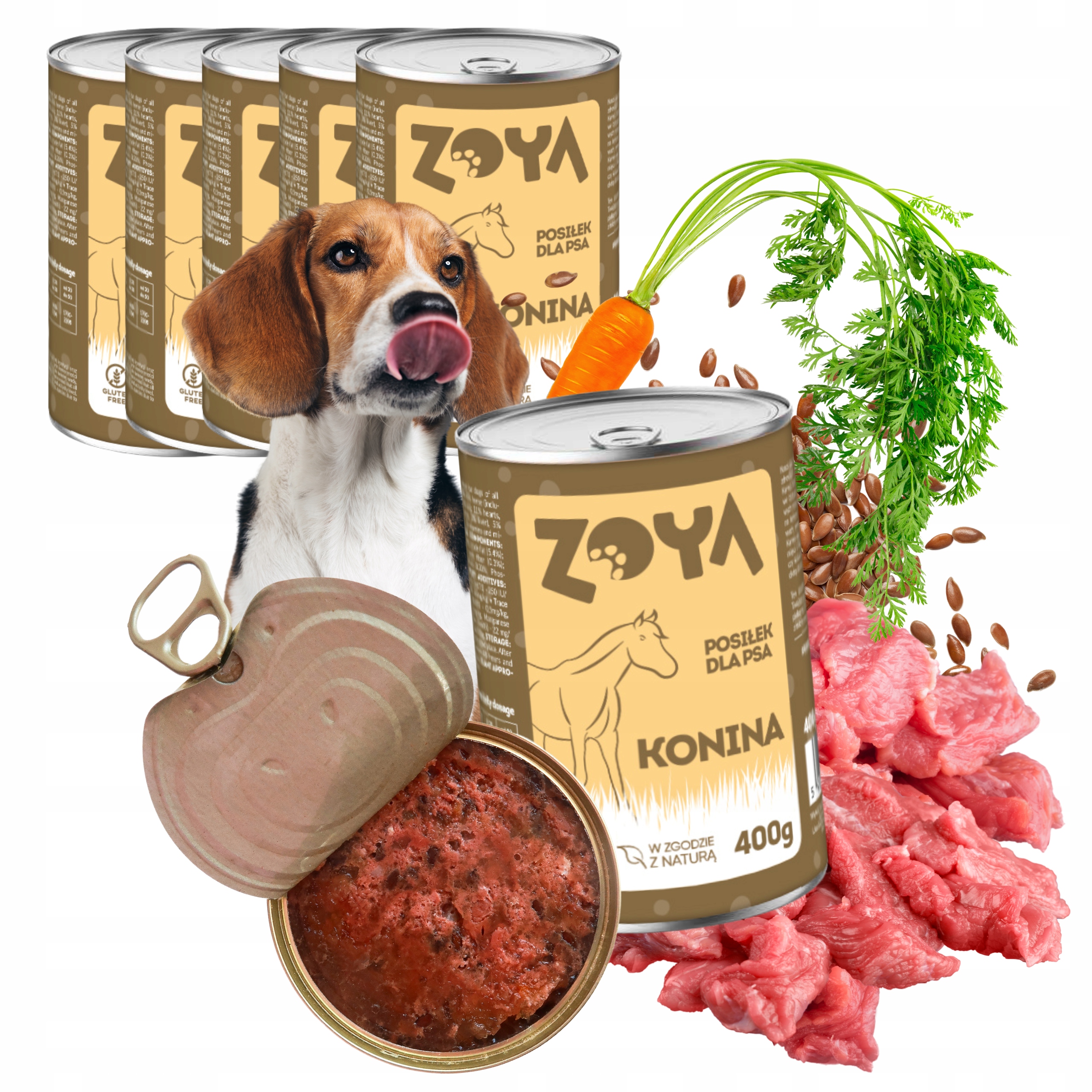 Karma Mokra Dla Psa W Puszce Konina Puszka 400G Zoya Premium Zestaw 6 Sztuk