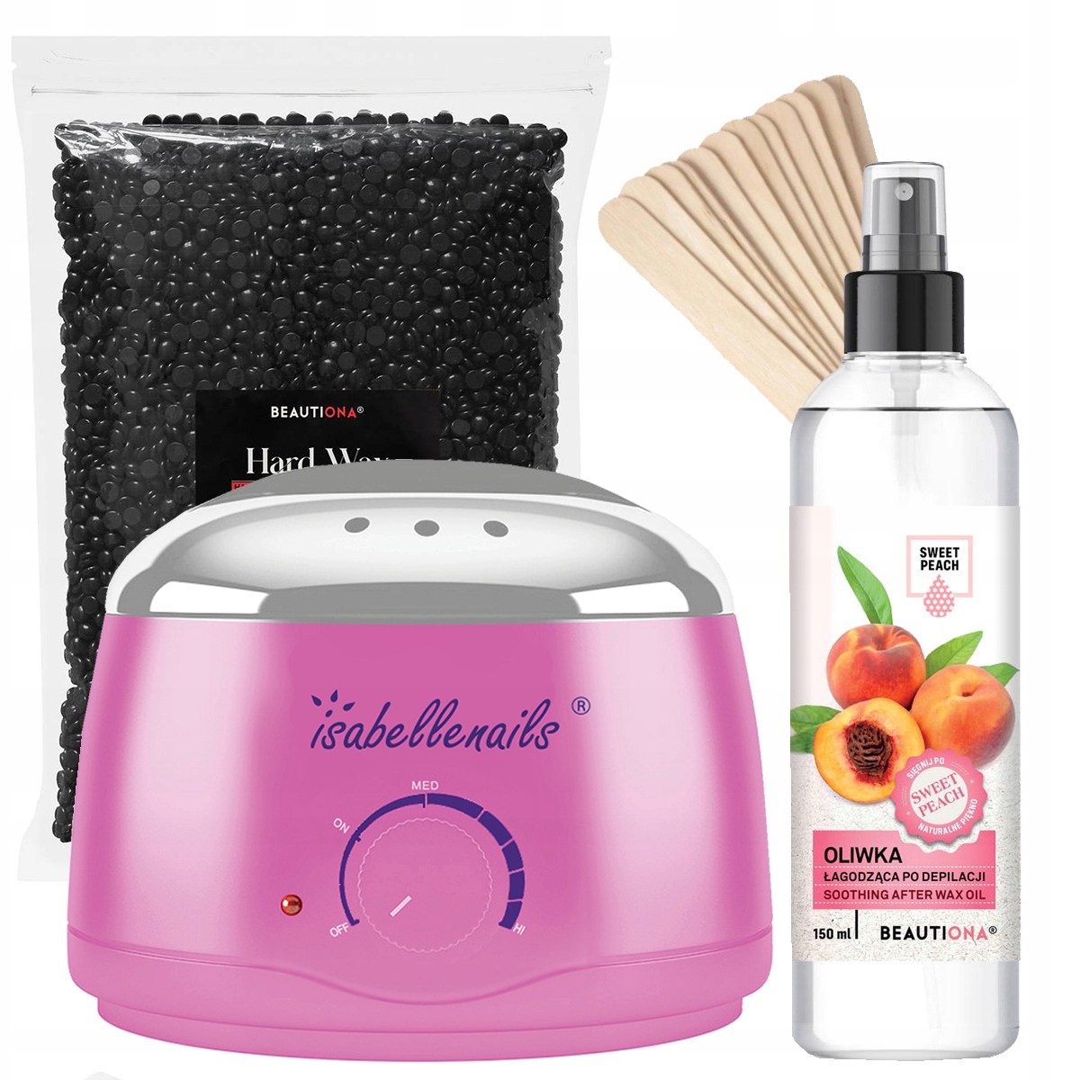 Sada Na Depilaci Ohřívač Tvrdý Vosk Černý 1 Kg Oliva Broskev