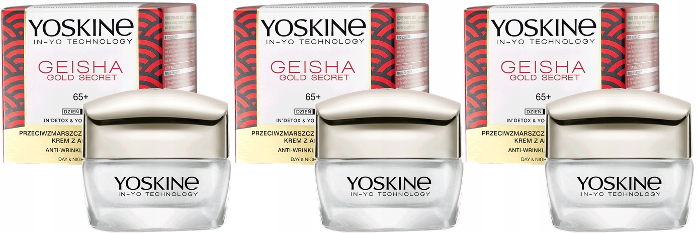 3 kusy Geisha Gold Secret Denní a noční krém 65+ Yoskine Zralá pleť