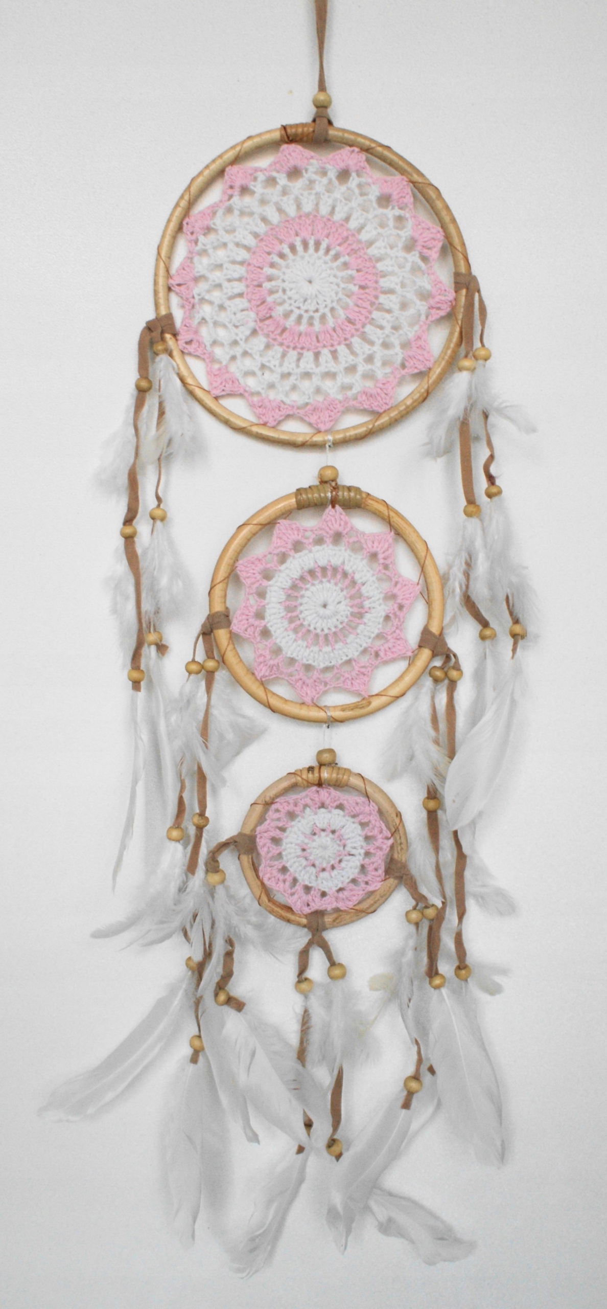 Dekorativní lapač snů, trojitý, ratan, 16 cm