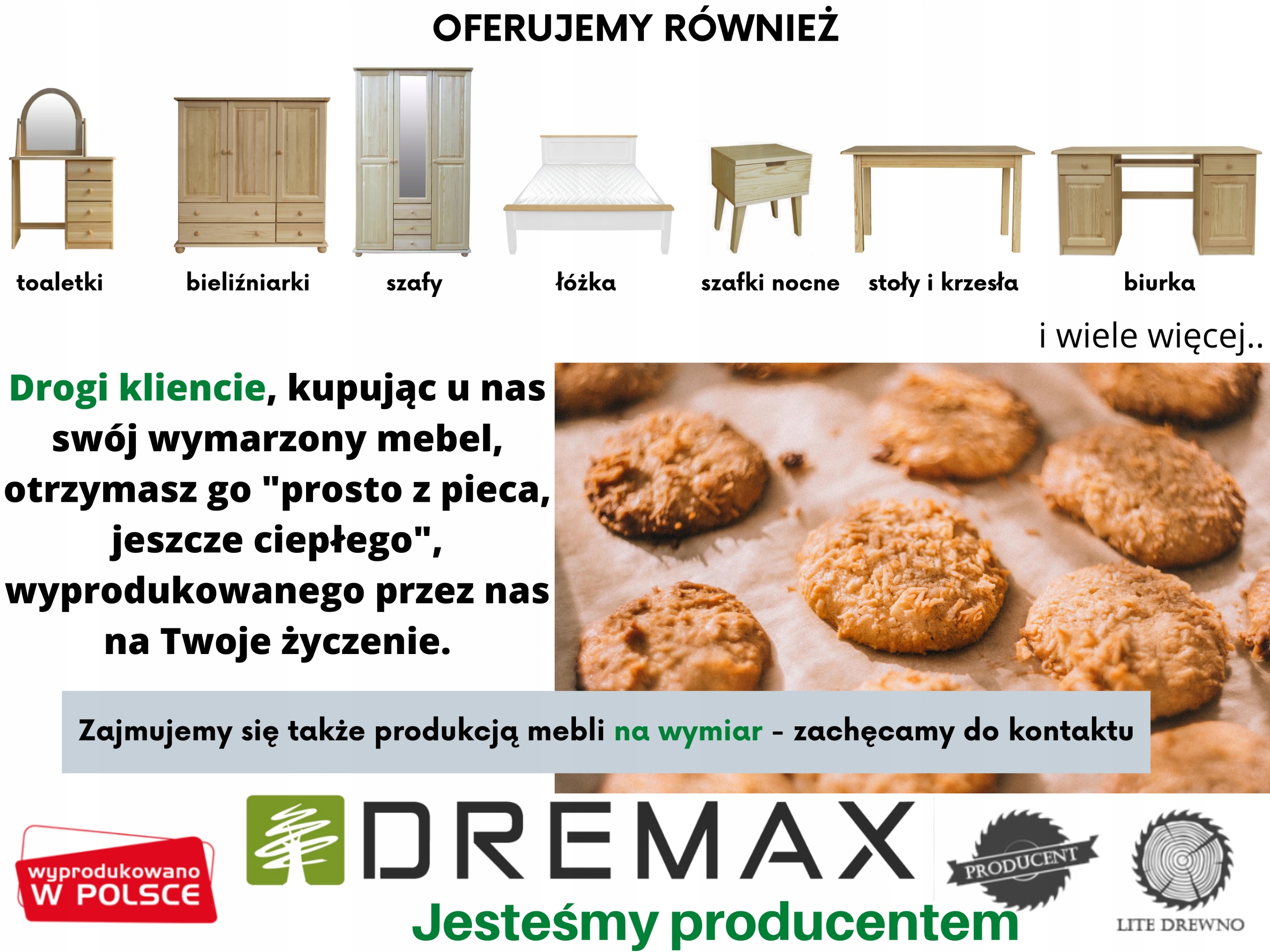 Komoda 27 z litego drewna sosnowego 85x42x109 Prod Szerokość mebla 85 cm