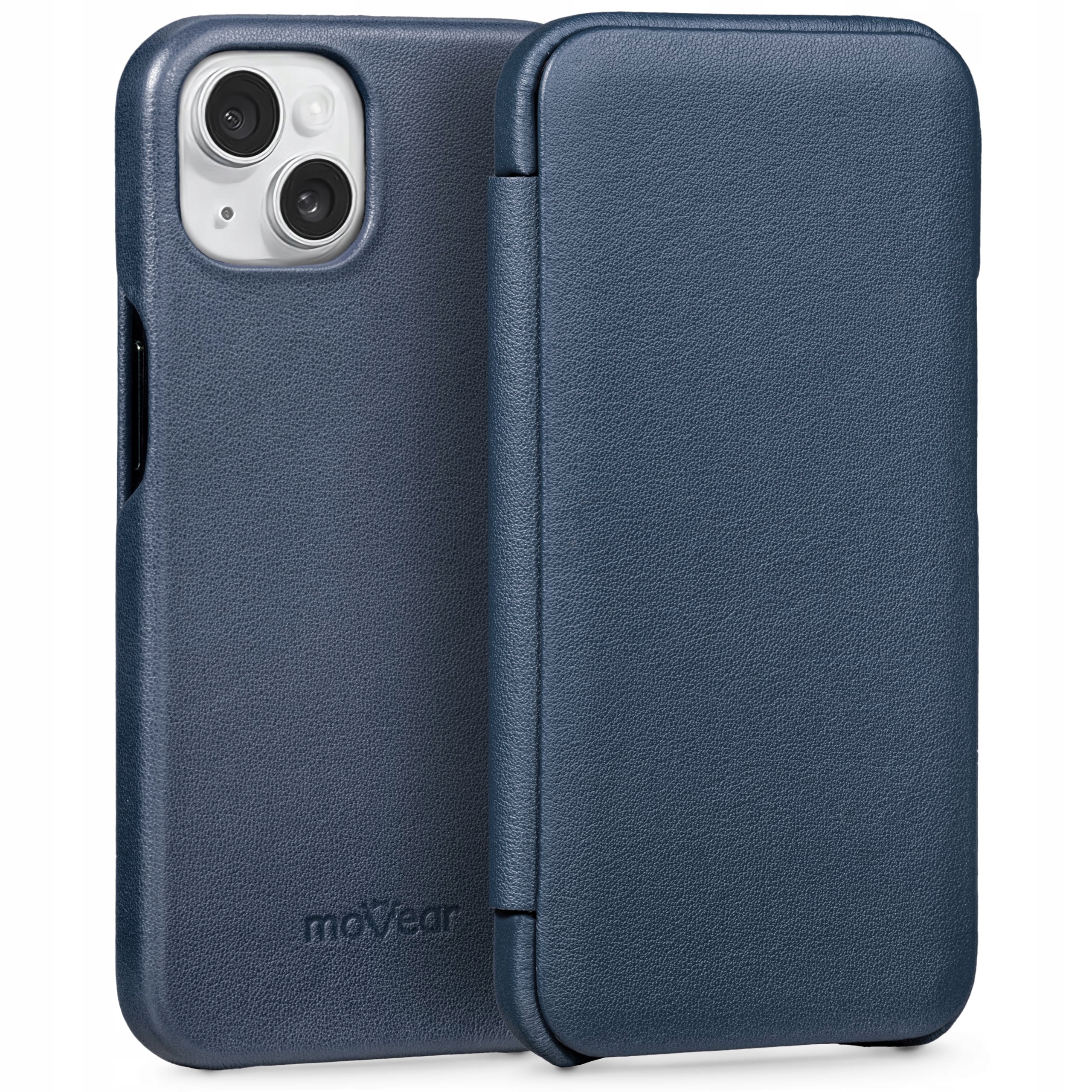 Pouzdro pro iPhone 13 Kožené Obal s klopou slim case Movear Tmavě modré