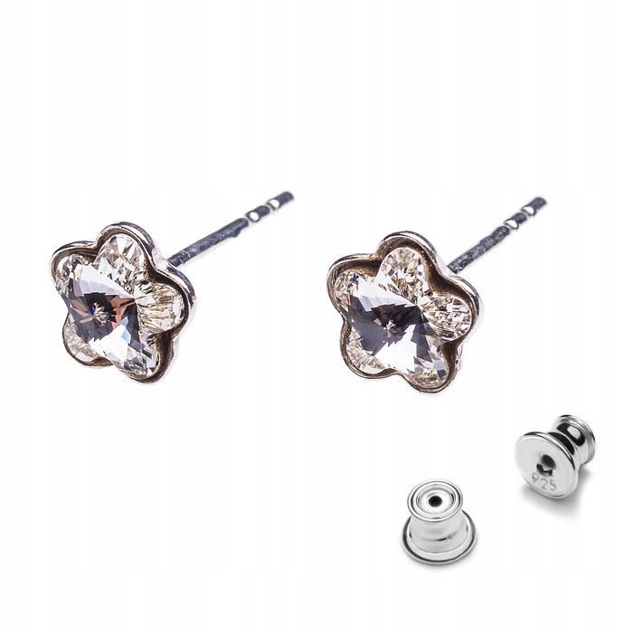 

Srebrne kolczyki z kr. Swarovski kwiatek 6mm Crys
