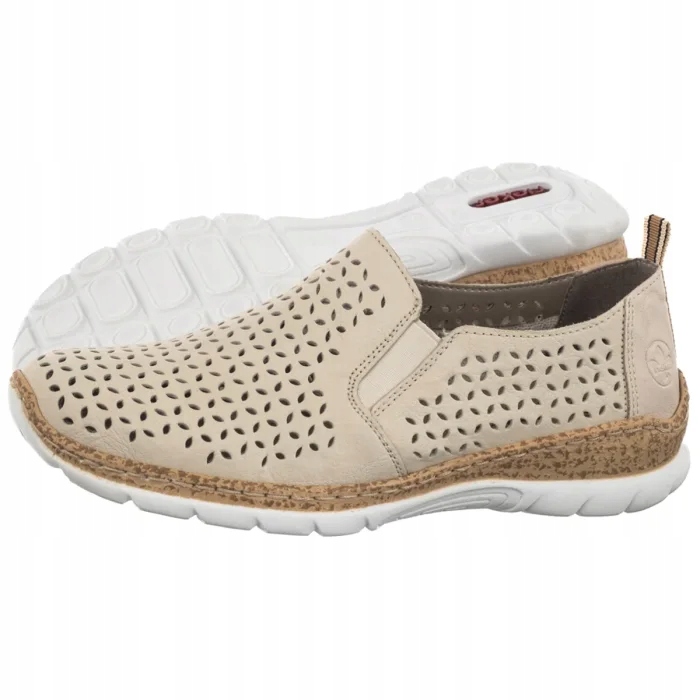 Kožené boty Dámské Polobotky Rieker Béžové N4251-60 Béžová