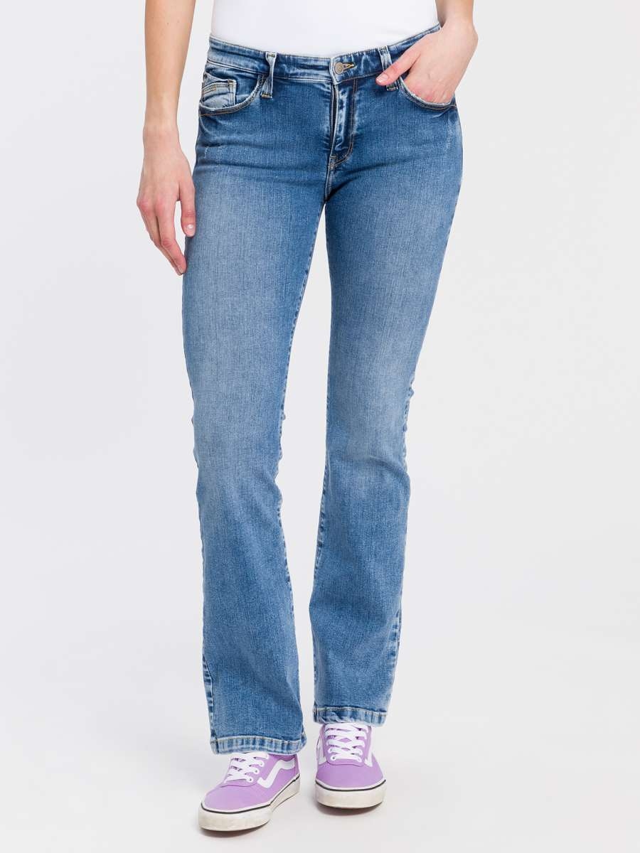 Cross Jeans Modré Džíny S Oděrkami, Zip 29/32 7AA