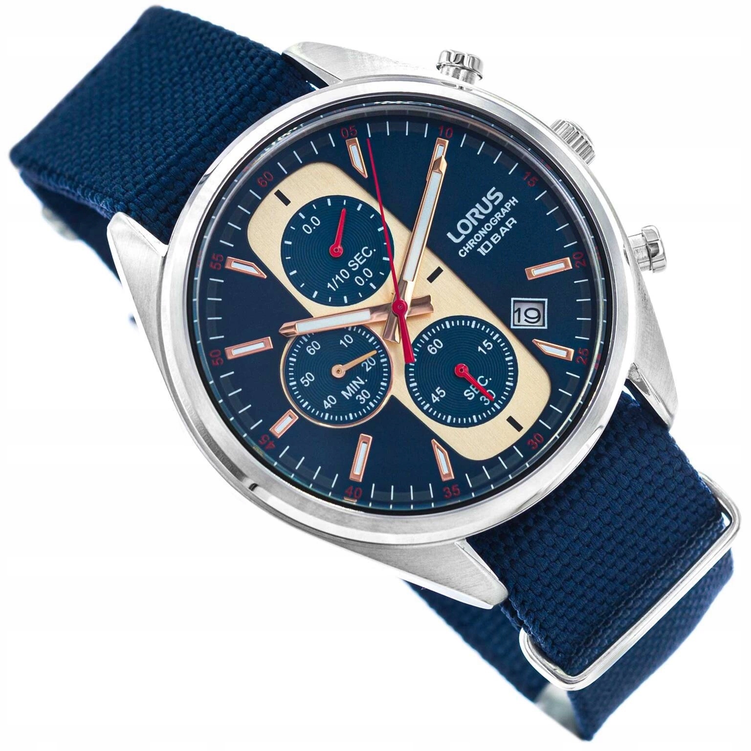 Pánské Hodinky Lorus RM357GX9 Urban Chronograph Modré S Řemínkem, Vodotěsné Do 100M