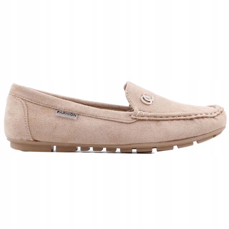 BEŻOWE MOKASYNY DAMSKIE ZAMSZOWE WSUWANE PÓŁBUTY PŁASKIE KLASYCZNE