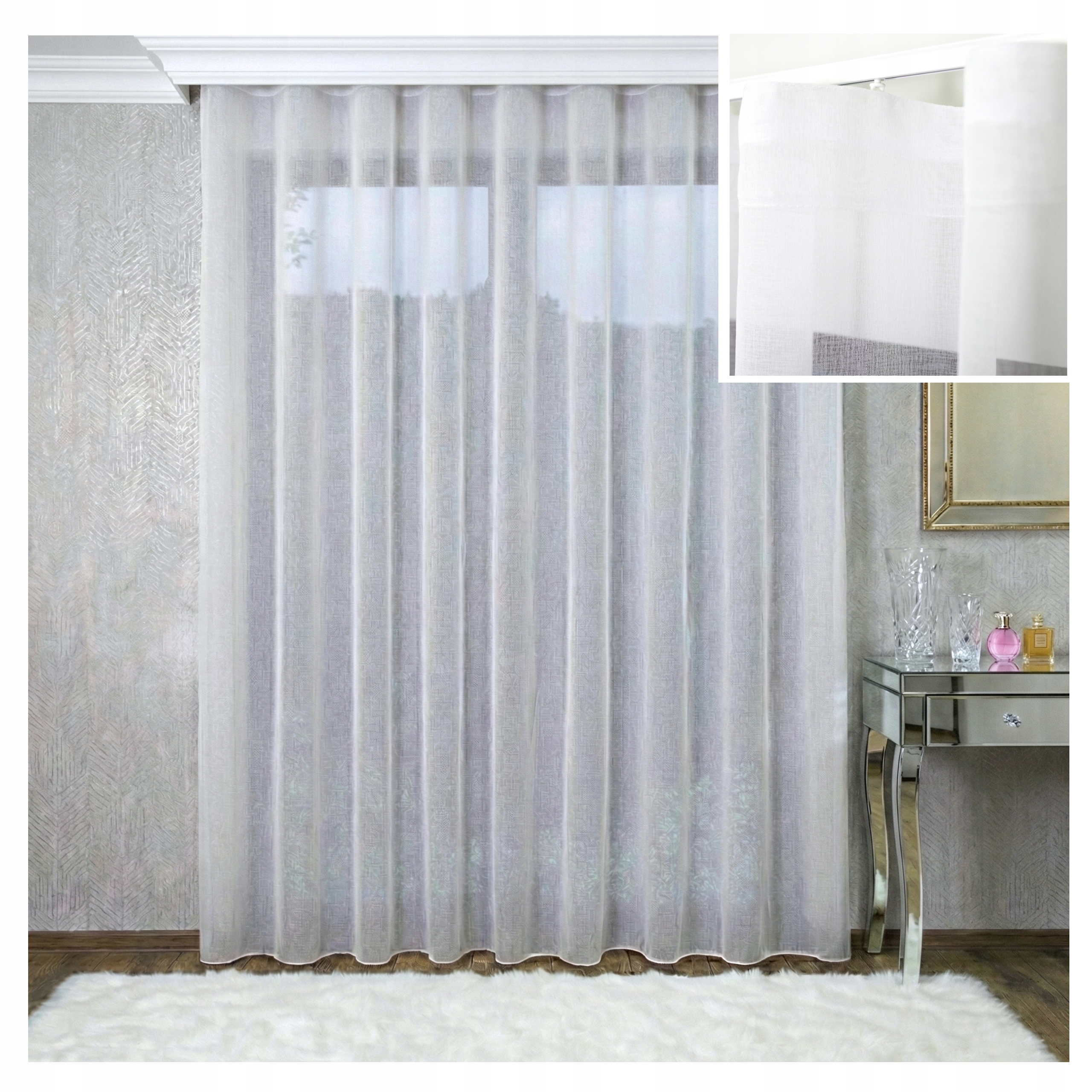 Glamour Premium Hotová Záclona Eliza Etamin s olověnkou 450 x 255 cm Wave