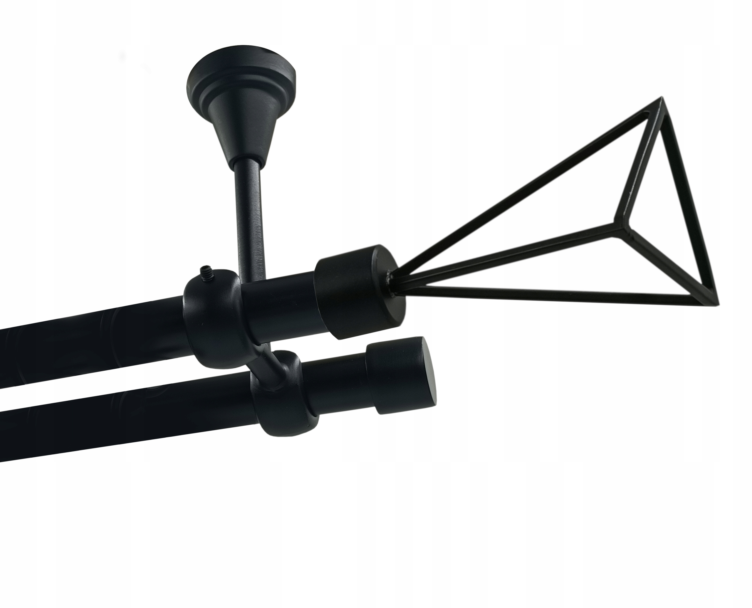 Garnýž dvojitá Stropní kanystr Metal 19+19 mm Černý 320 cm Geometric Bez Koleček