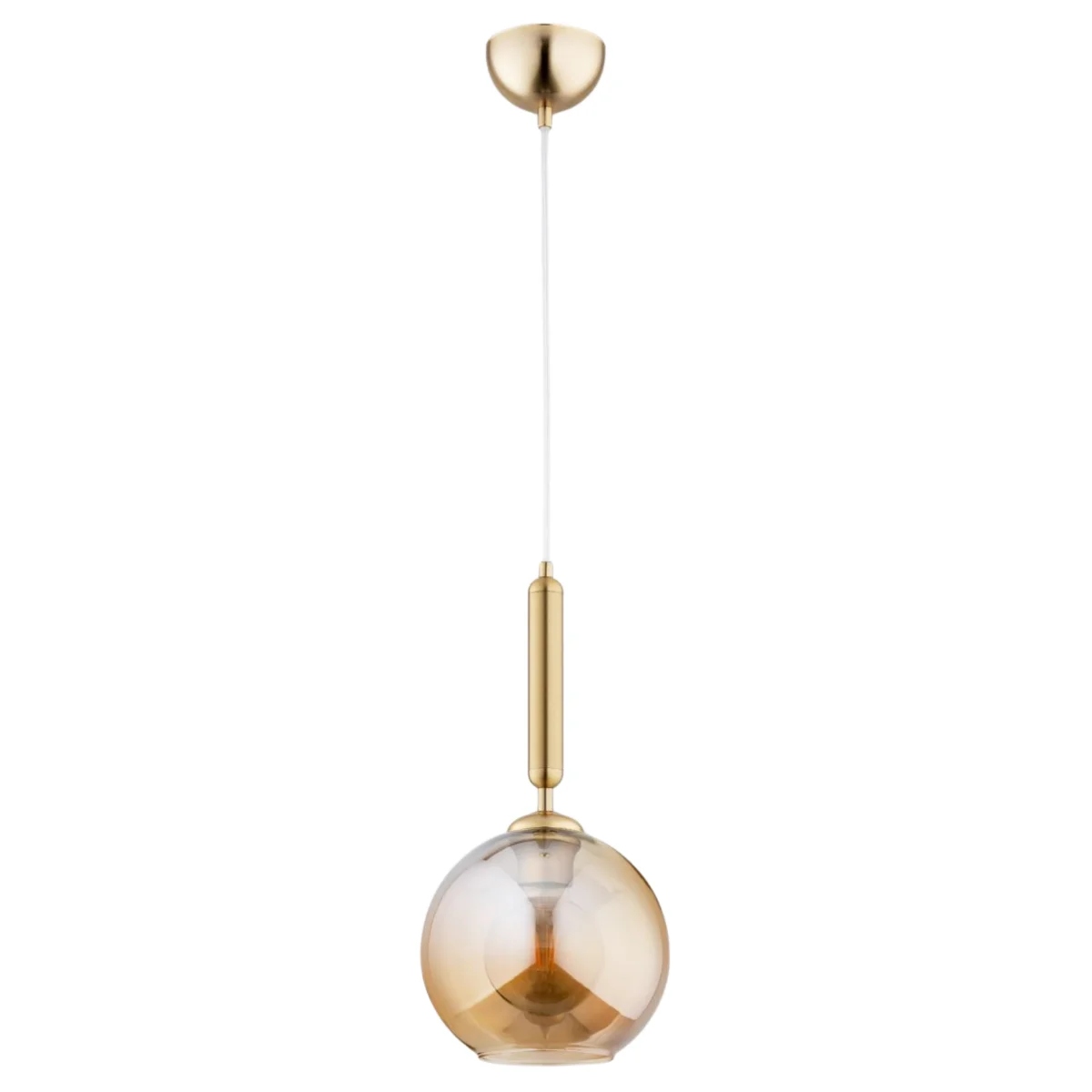 Alfa Grall závěsná lampa koule sklo jantarová zlatá Ø20 E27