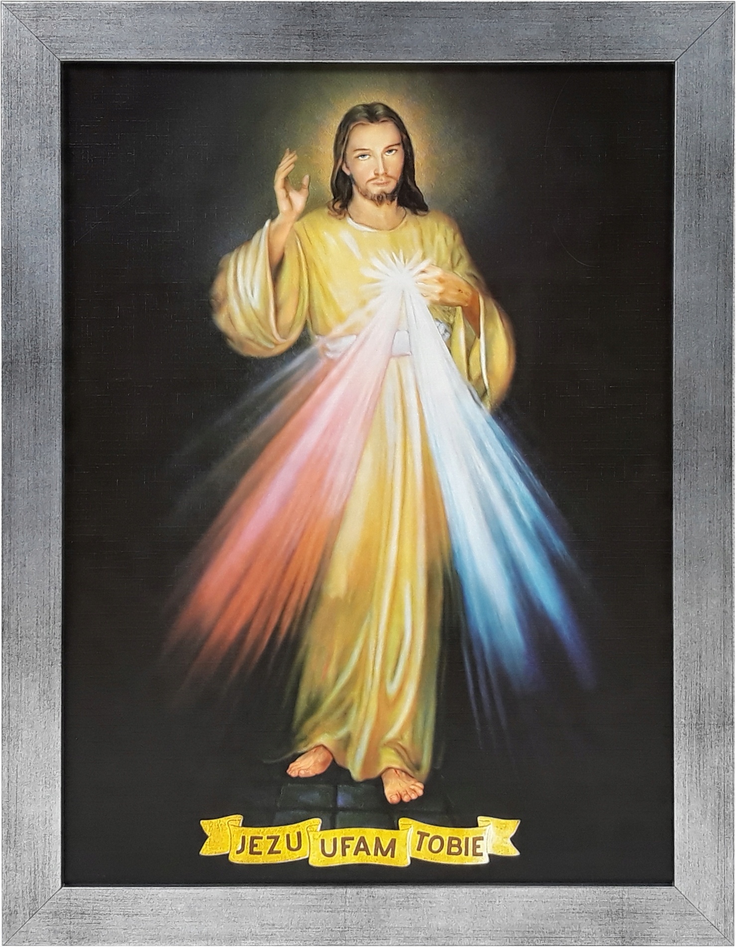

Obraz 45x35 Jezus Jezu Ufam Tobie Srebrna Rama