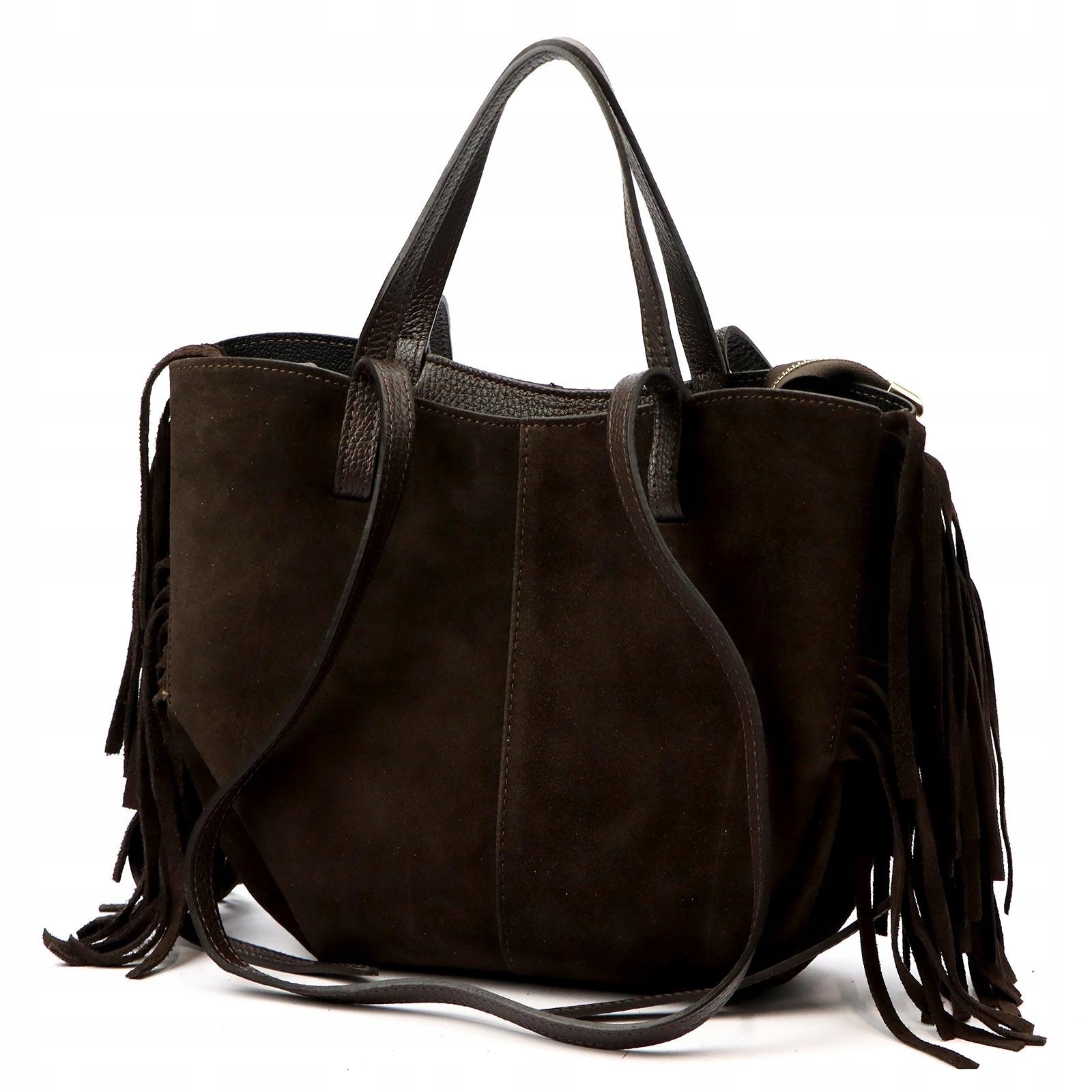 Dámská kožená kabelka přes rameno, tmavě hnědá Luka