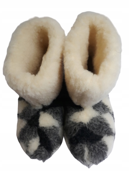 BAMBOSZE CIEPŁE WEŁNA RUNO OWCZE GÓRALSKIE*40*PL Model całoroczne,palce zakryte,wyścielane wełną oryginał