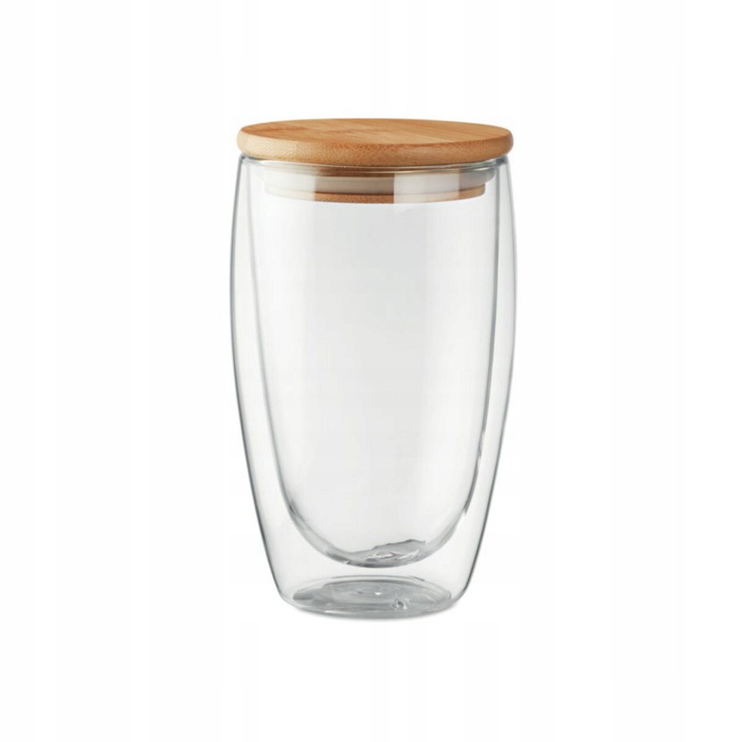 Szklanka termiczna z drewnianą pokrywką 450ml