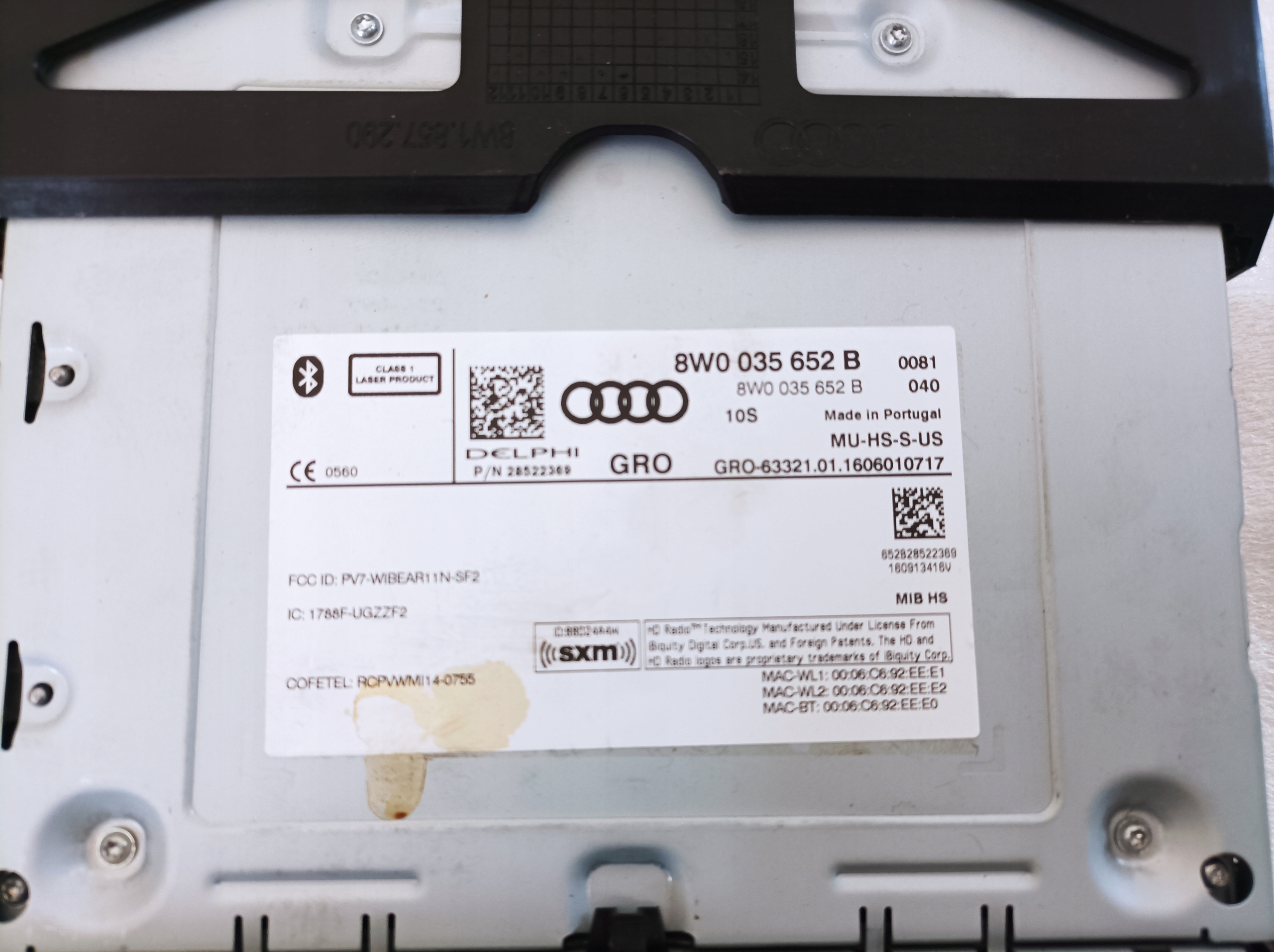 Audi OE A4 B9 MULTIMEDIA player USA 8W0035652B