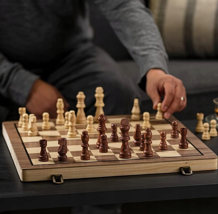 ZESTAW 3W1 DUŻE SZACHY DREWNIANE KLASYCZNE WARCABY TRYKTRAK GRA 34 x 34cm Nazwa OPT500307