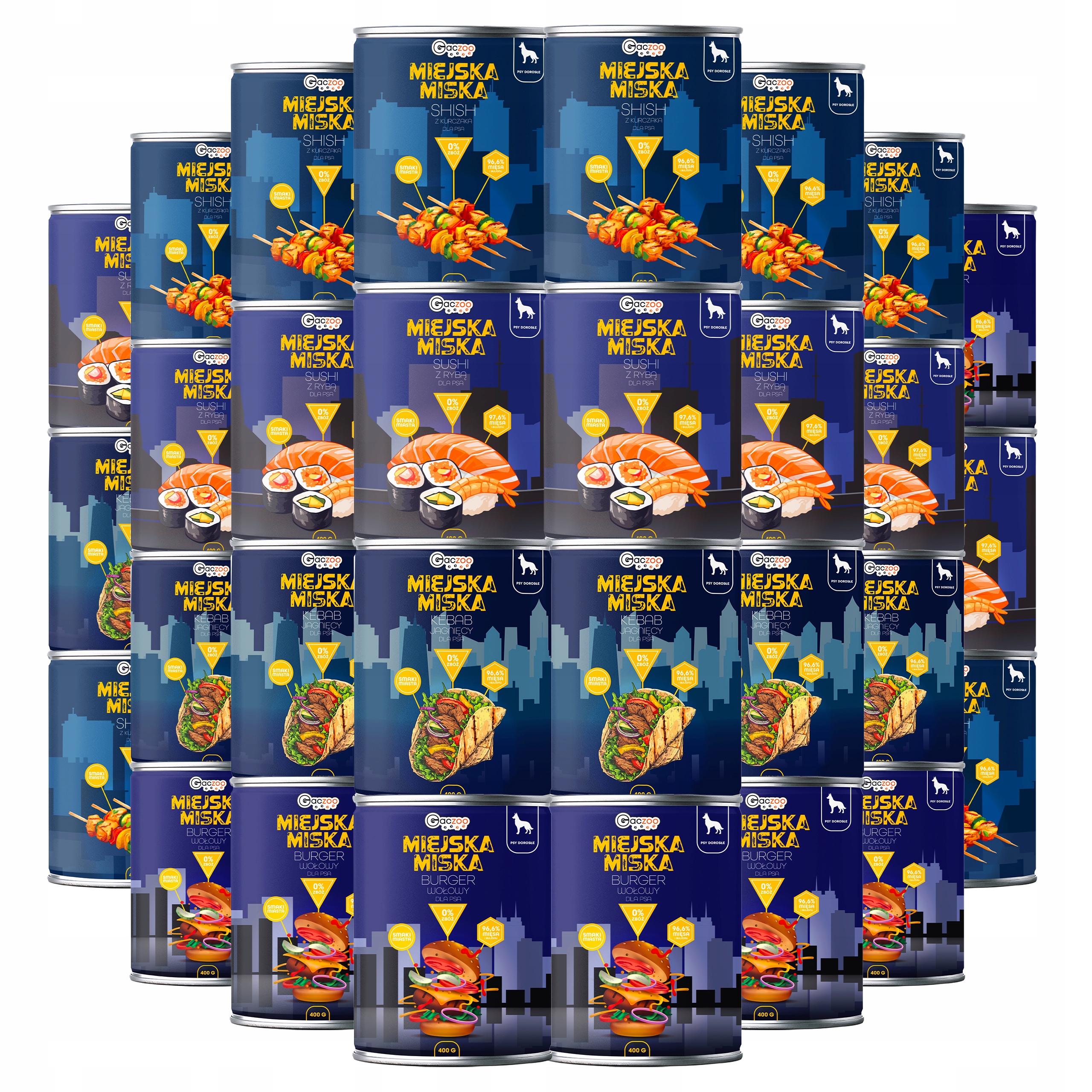 Levně Krmivo pro psy Městská miska Gaczoo Mix 30 x 400 g bez obilovin