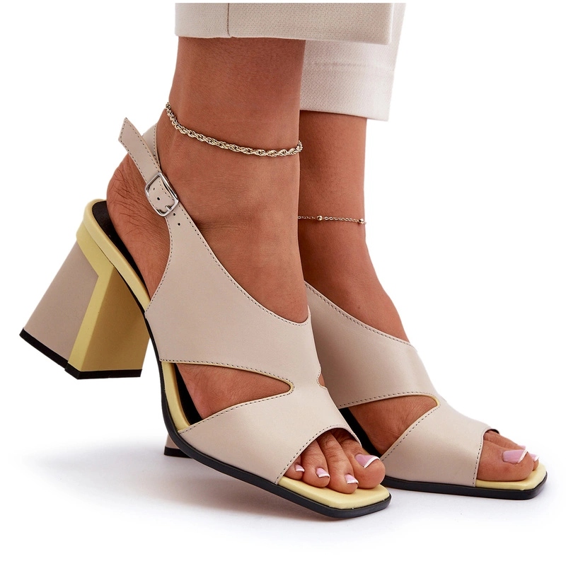 Dámské Sandály Na Podpatku Módní Elegantní D&a MR38-153 Béžové 39