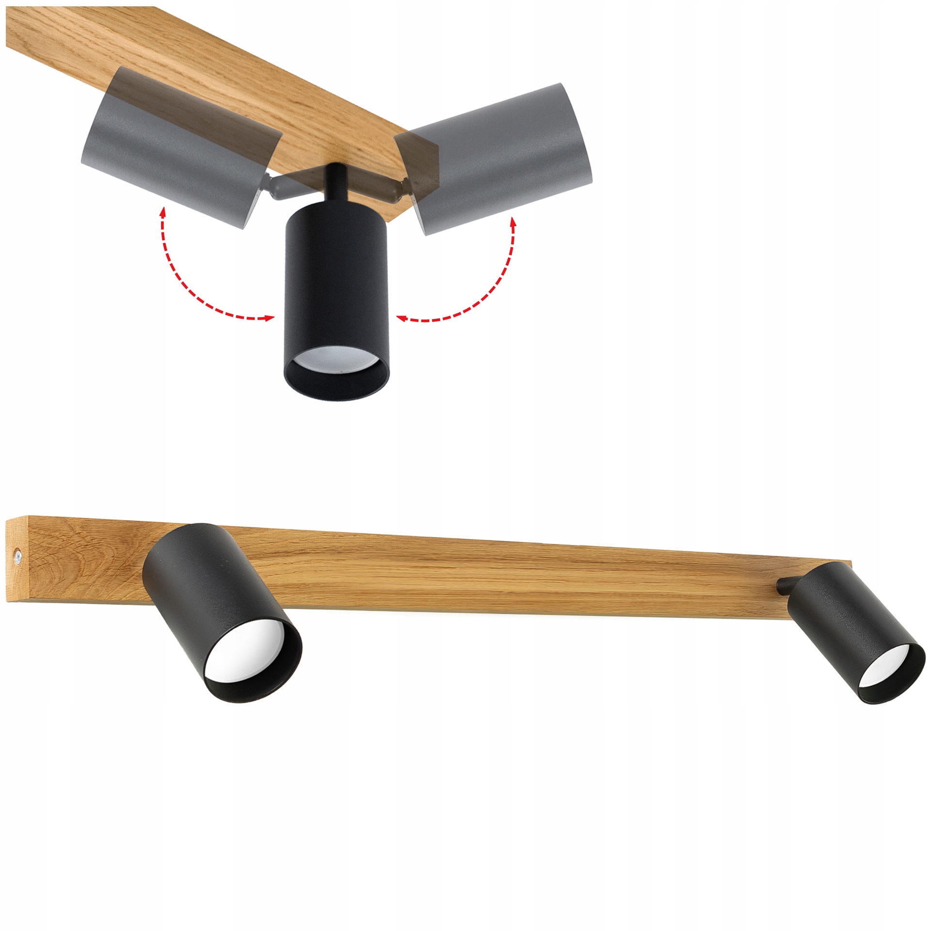 Led nástenná stropná lampa Dubová Modern 90x16 cm GU10 Pohyblivá na omietku
