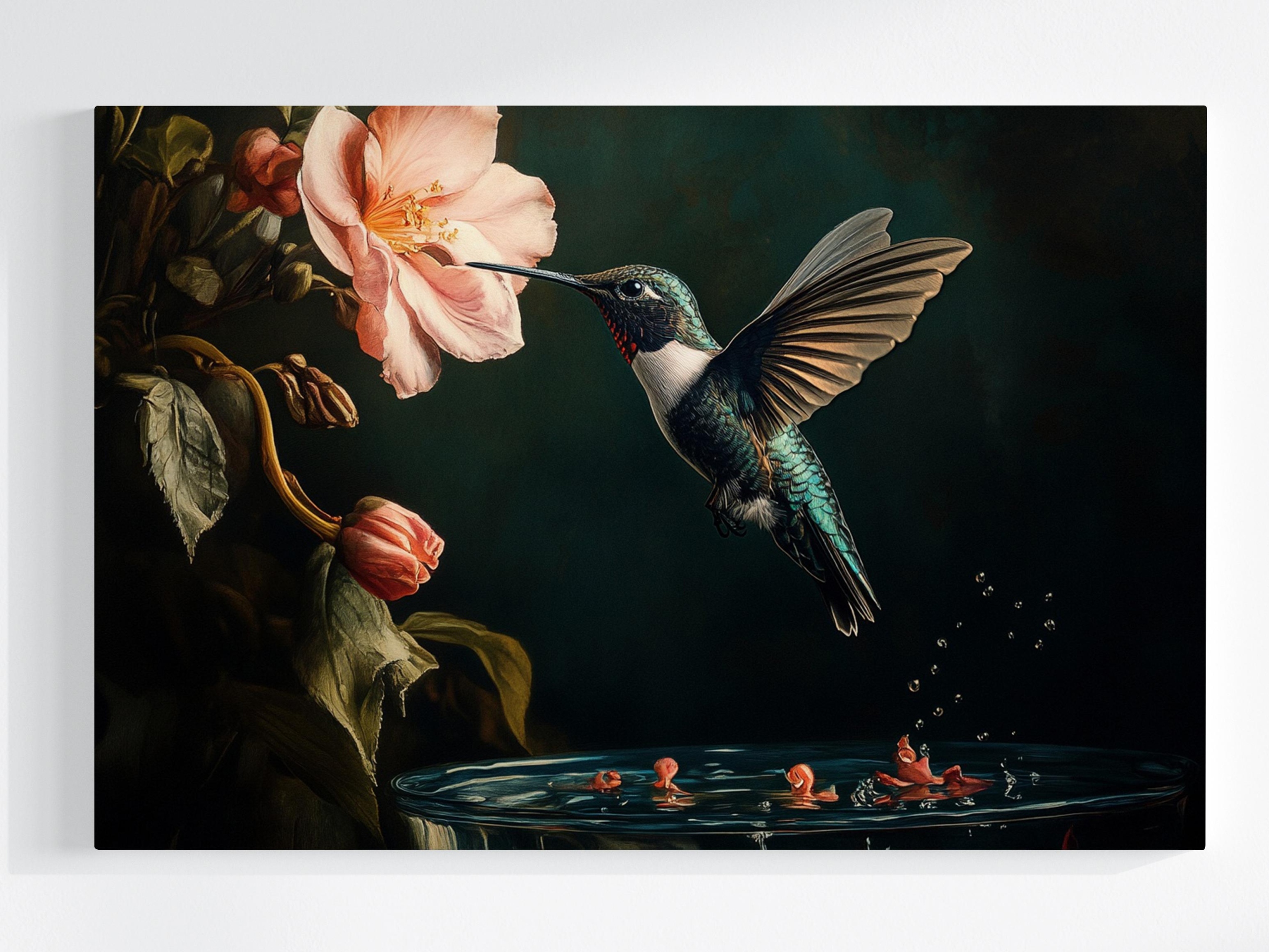 Obraz Na Plátně Canvas Kolibřík Květiny Příroda Voda Dekorace 120x80
