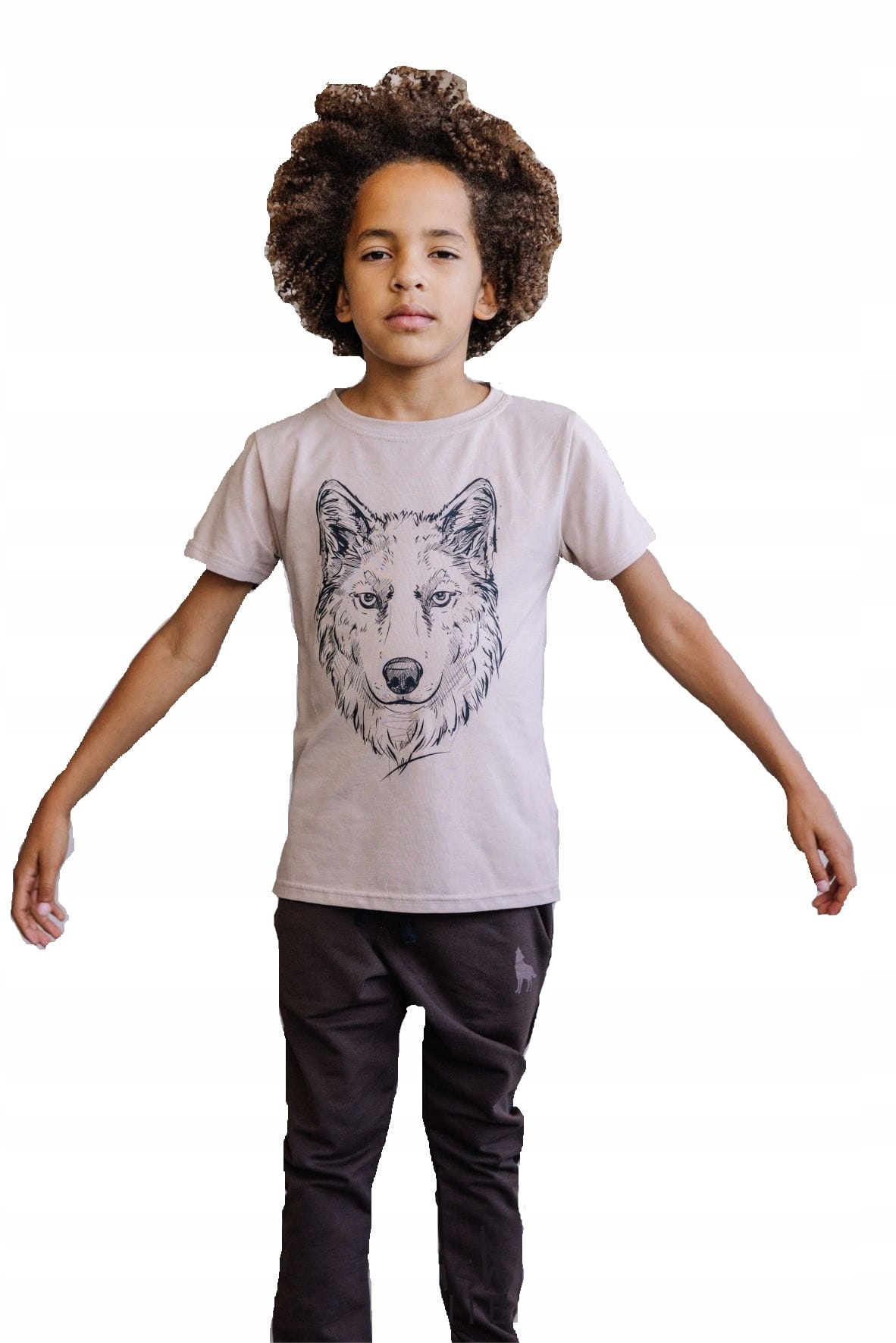 

T-shirt z wilkiem beżowy Mash Mnie 116/122