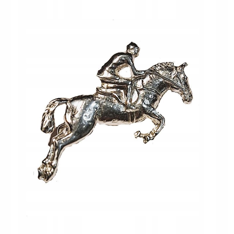 Stříbrná brož Kůň s jezdcem ve skoku Jezdecké šperky