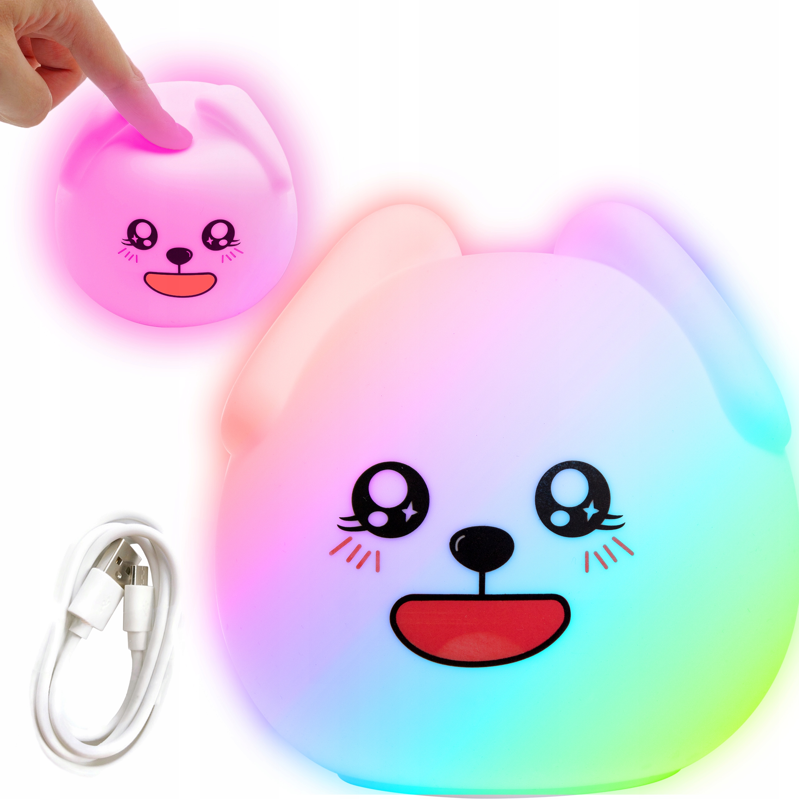 KOLOROWA MIĘKKA LAMPKA NOCNA DLA DZIECI silikon PIESEK LED RGB