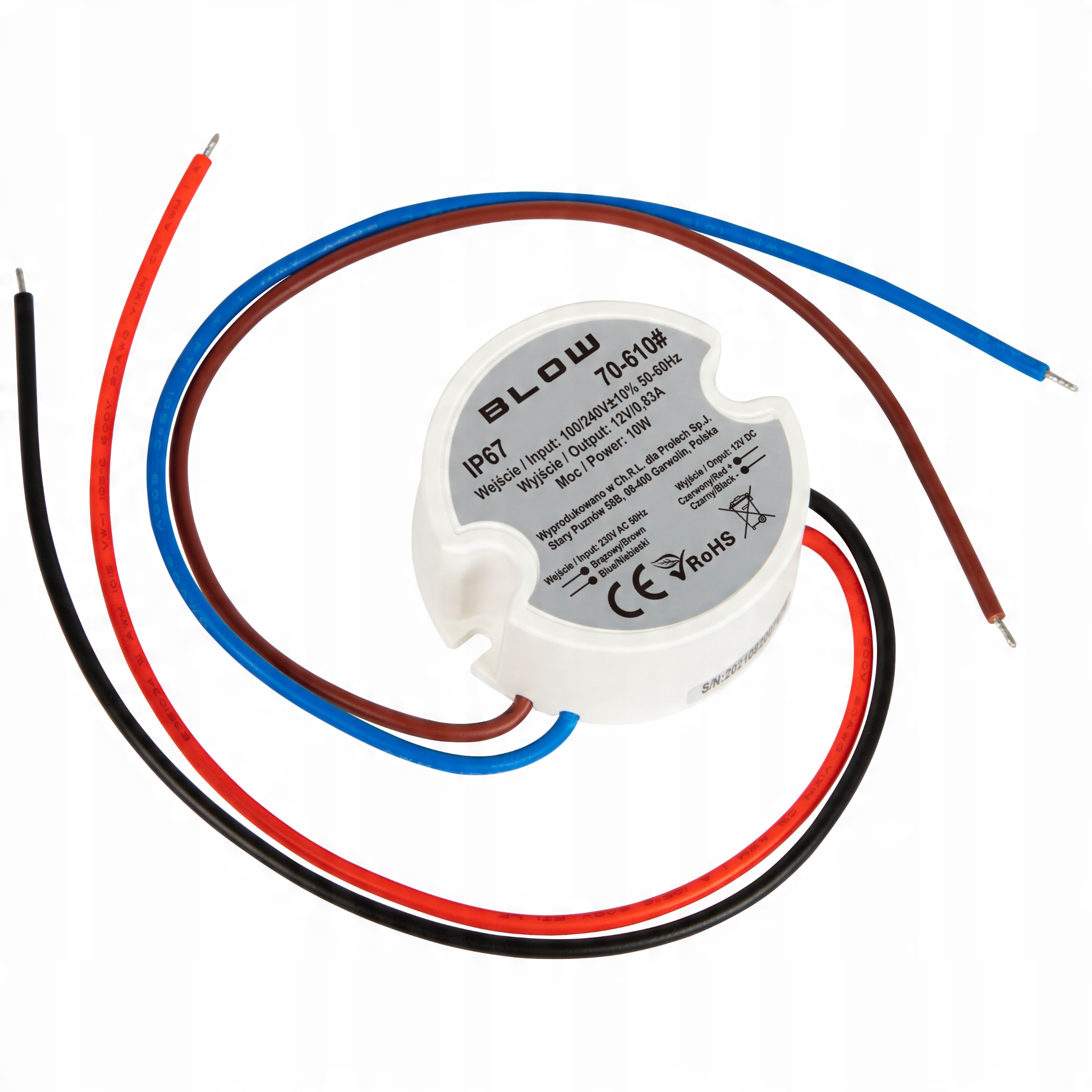 

Zasilacz do Led dopuszkowy 12V 10W do puszki IP67