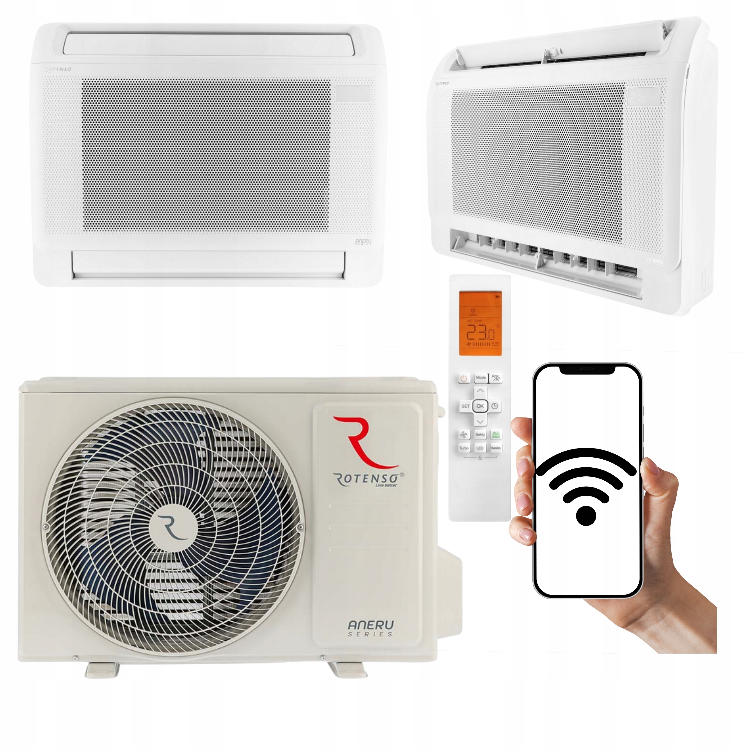 Domáca konzolová klimatizácia Rotenso Aneru 2,6 kW 30 m2 WiFi na vykurovanie