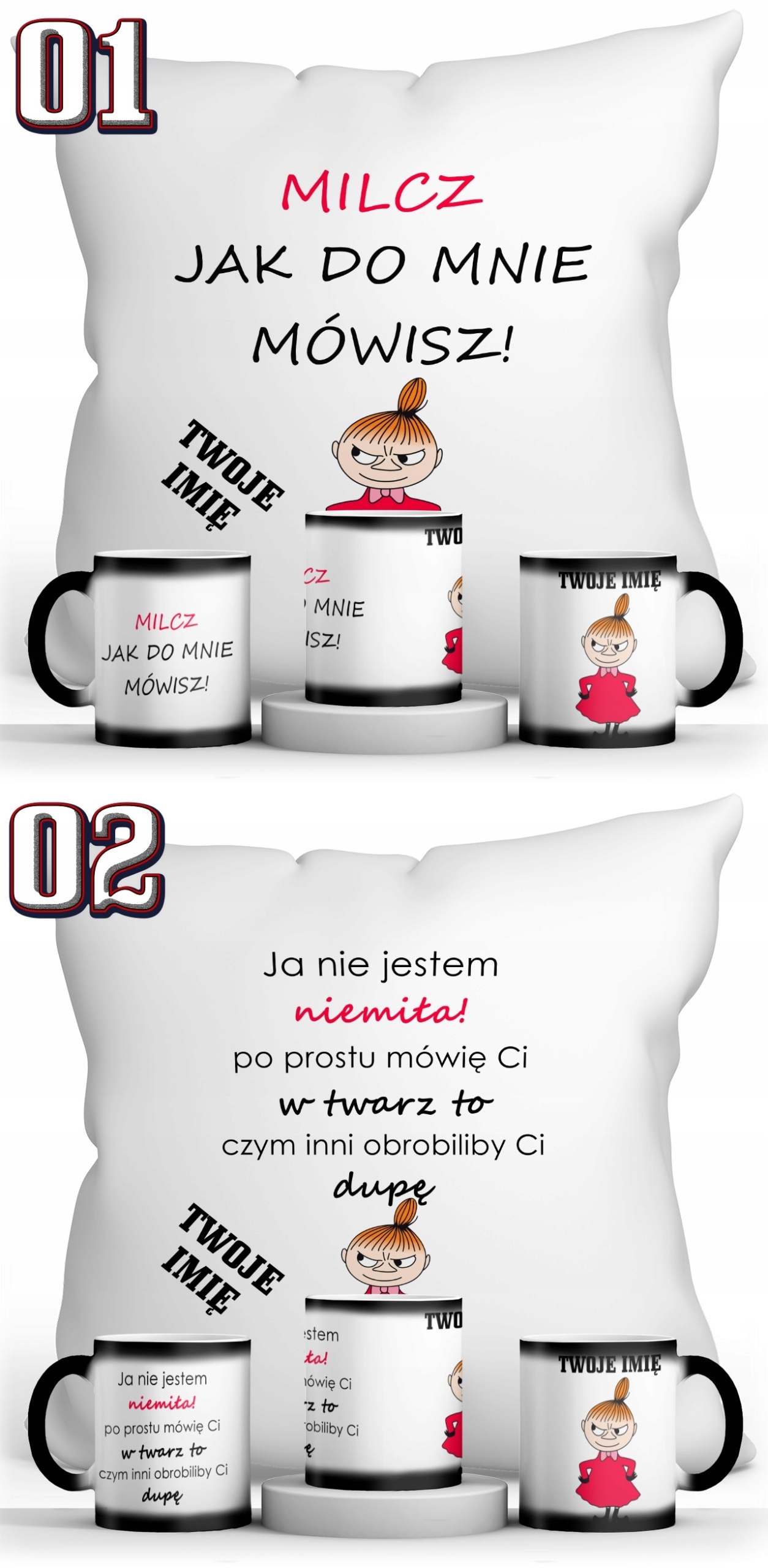 Zestaw Poduszka + Magiczny kubek MAŁA MI Pojemność 330 ml