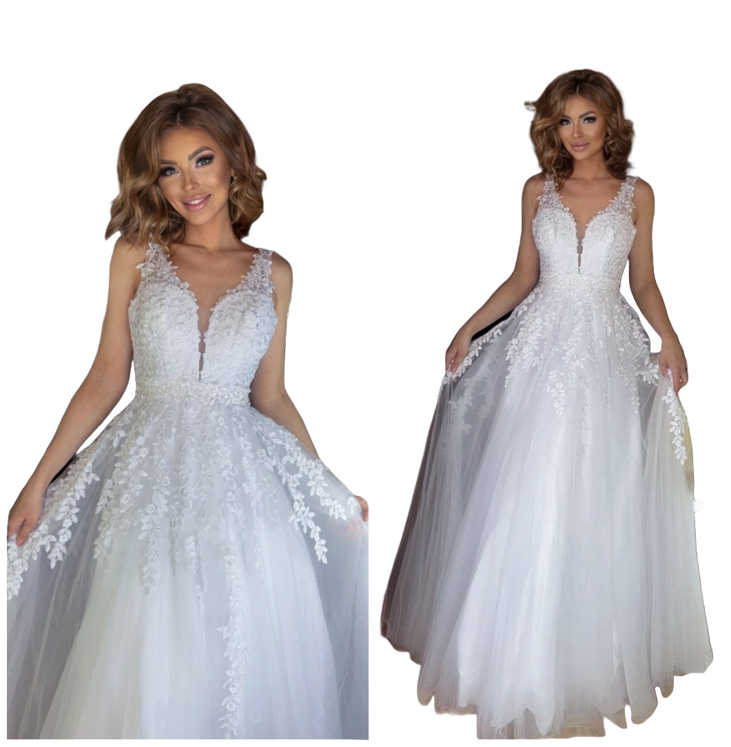 Toronto Bílá Dlouhá Šaty Princezna s svatební Gipiurou S