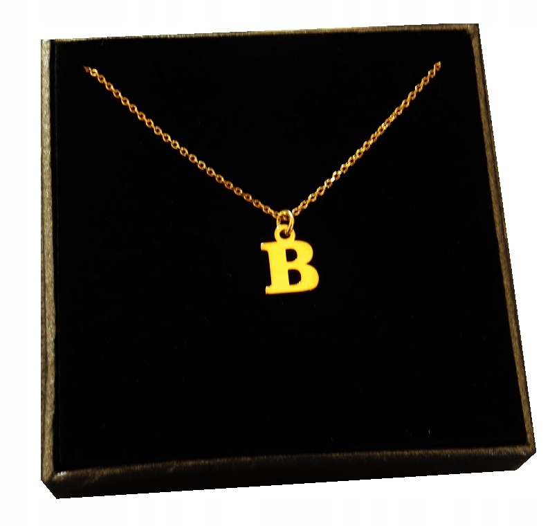 

Złoty Naszyjnik łańcuszek literka z literką B 925