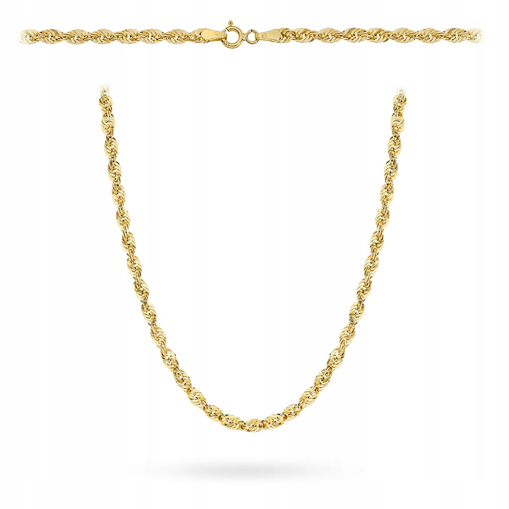 Náhrdelník zlatý 585 Blyštící šroubovice jako dárek 50 cm Tlustý 3.60 g