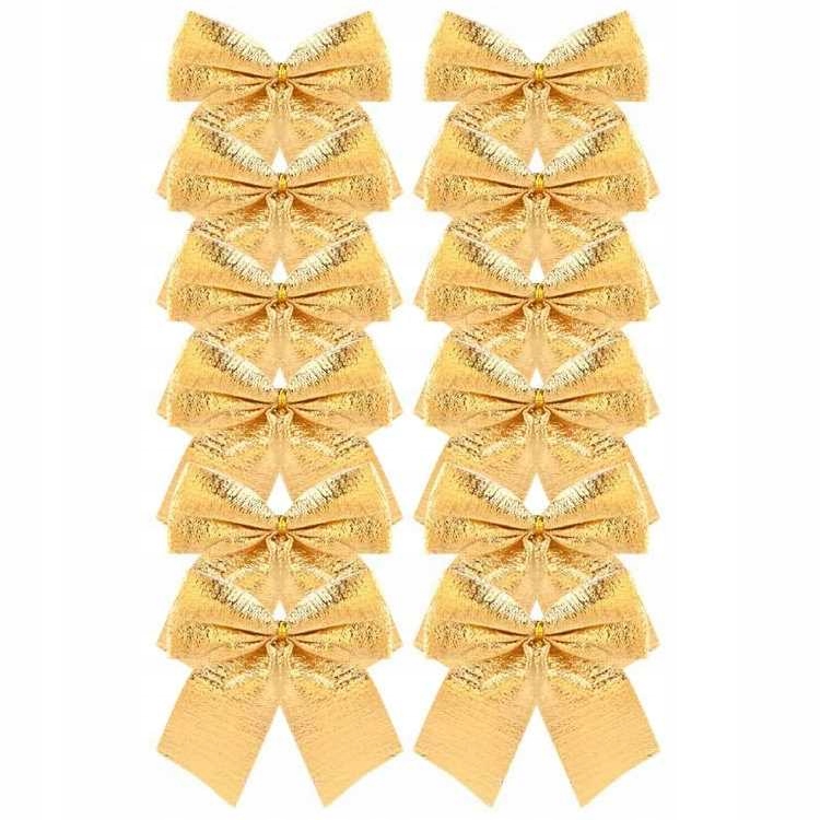 

Kokardki na choinkę błyszczące złote 12szt