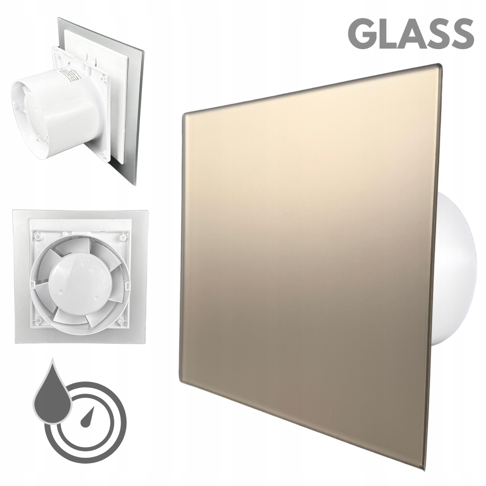 Wentylator łazienkowy Drim 100 (hs+ts) Szkło satynowe złoto