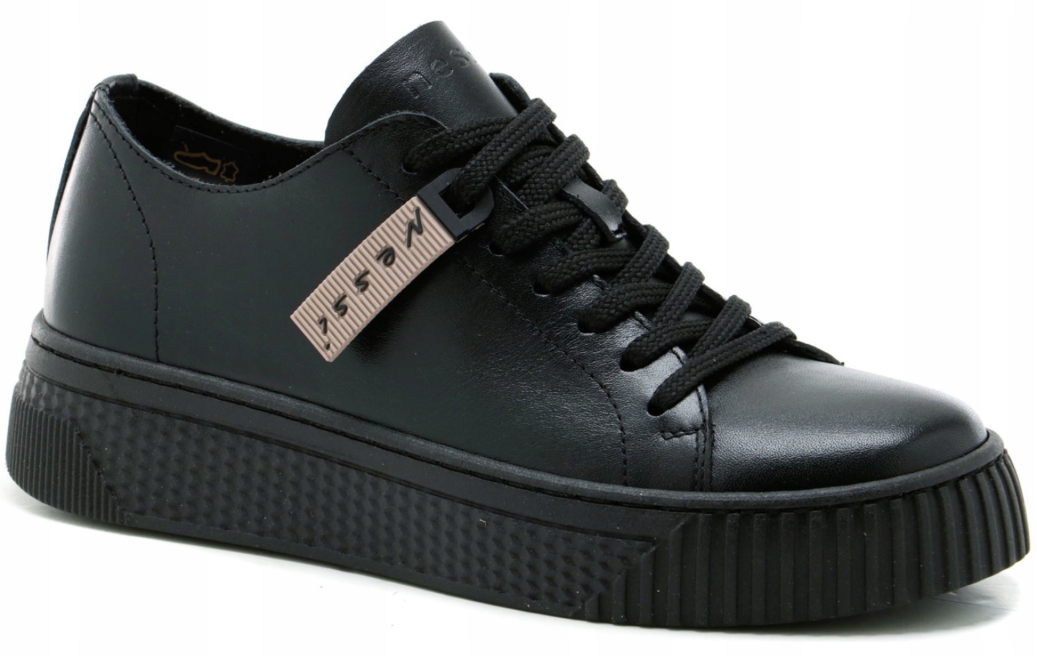 NESSI 22162 Creepersy Czarne skóra/lico r.41