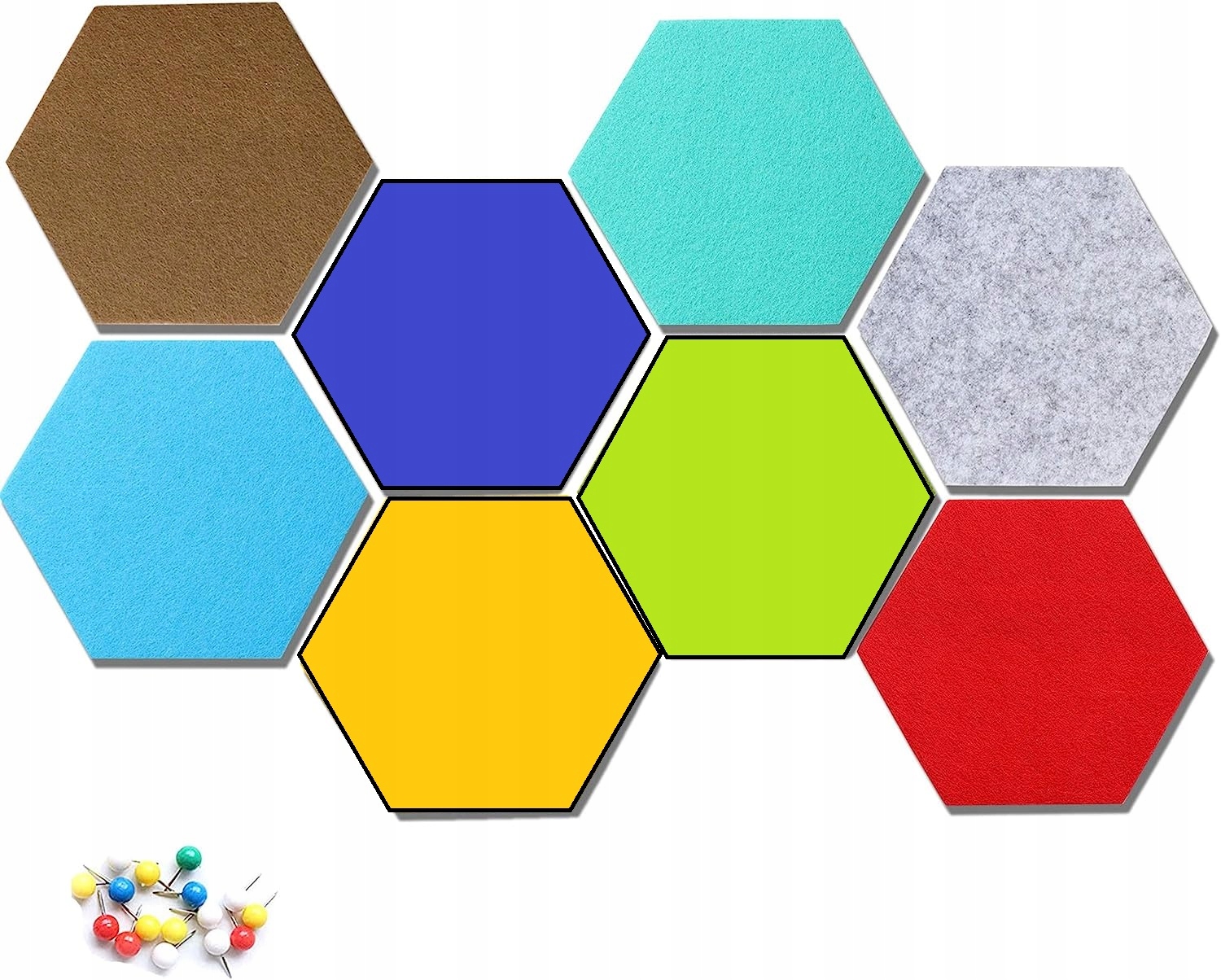 Tablica filcowa, panel dekoracyjny, heksagon 8 szt
