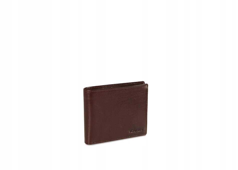 Pánská kožená peněženka hnědá slim 4 Rfid karty na zip Valentini 274